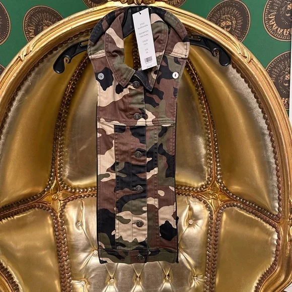 SANDRO Navy and Red Plaid Coat with Studded Shoulders, Size 36 - Picture 11 of 14